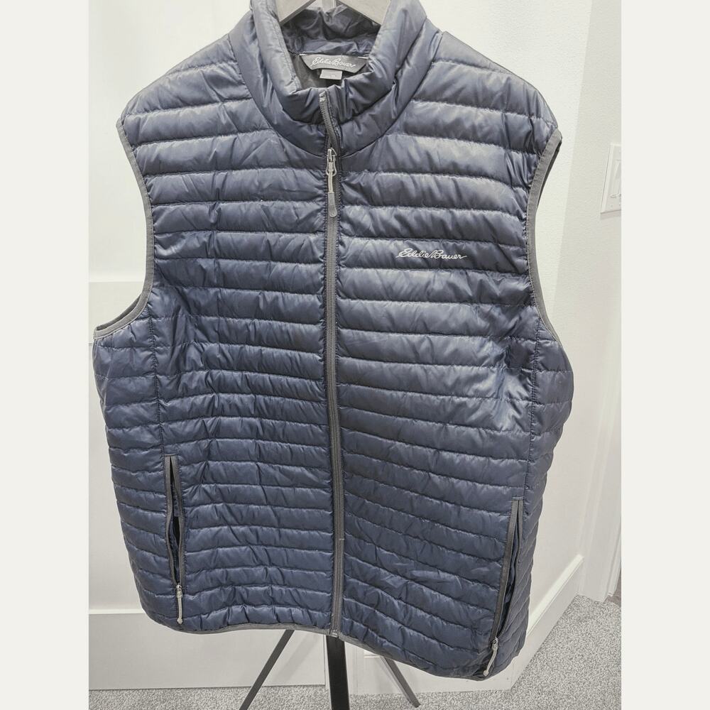 Eddie Bauer Vest Mens Large Navy Blue Puffer Goose Down Eb700 Packable Gorpcore